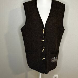 Steinbock tyrol/Austria women's wool brown heathered lined sweater vest size 12